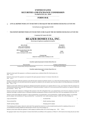 Thumbnail Beazer Homes USA
 10-K Annual Report 2018