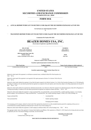 Thumbnail Beazer Homes USA
 10-K Annual Report 2019