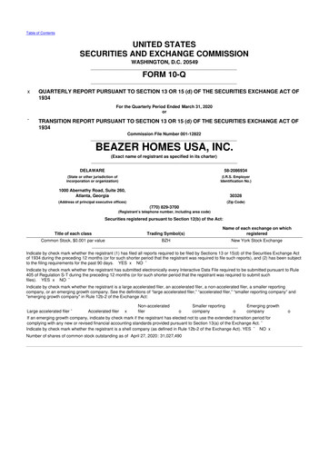 Thumbnail Beazer Homes USA
 10-Q Quarterly Report FY2020 