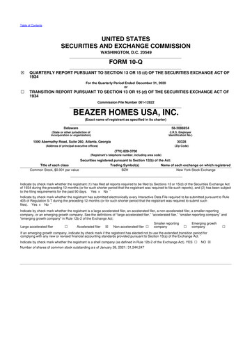 Thumbnail Beazer Homes USA
 10-Q Quarterly Report FY2021 