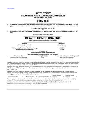 Thumbnail Beazer Homes USA
 10-Q Quarterly Report FY2021 