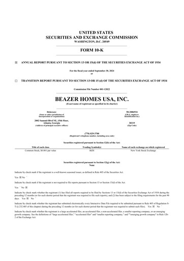 Thumbnail Beazer Homes USA
 10-K Annual Report 2024