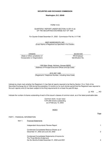 Thumbnail MGP Ingredients 10-Q Quarterly Report FY 