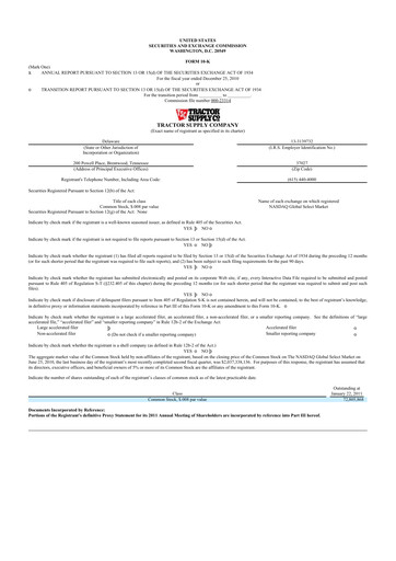 Thumbnail Tractor Supply 10-K Annual Report 2010