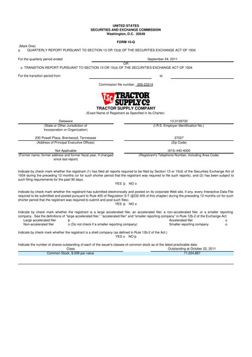 Miniature Tractor Supply 10-Q Rapport trimestriel 2011 