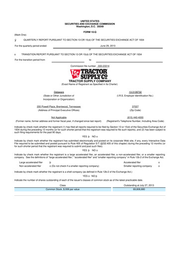 Miniature Tractor Supply 10-Q Rapport trimestriel 2013 