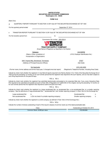 Miniature Tractor Supply 10-Q Rapport trimestriel 2014 