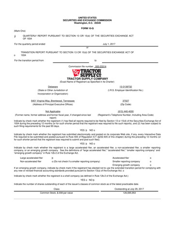 Miniature Tractor Supply 10-Q Rapport trimestriel 2017 