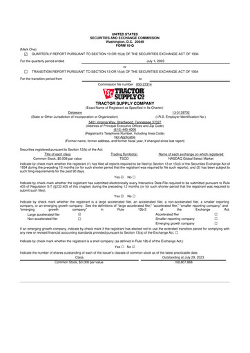 Miniature Tractor Supply 10-Q Rapport trimestriel 2023 