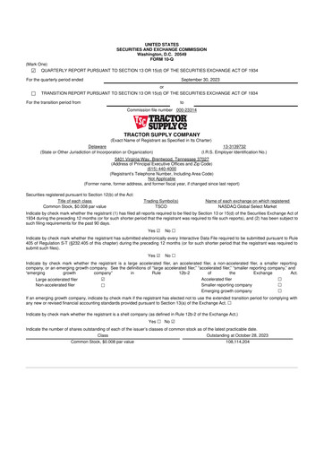 Miniature Tractor Supply 10-Q Rapport trimestriel 2023 