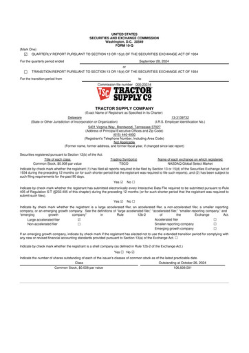 Miniature Tractor Supply 10-Q Rapport trimestriel 2024 