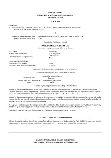 Miniature Darling Ingredients
 10-K Rapport annuel 