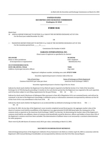 Miniature Darling Ingredients
 10-K Rapport annuel 