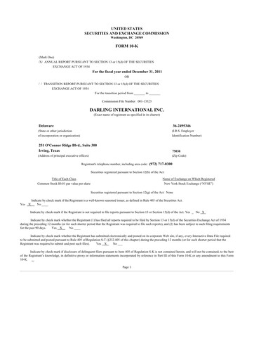 Miniature Darling Ingredients
 10-K Rapport annuel 2011