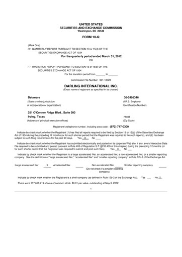 Thumbnail Darling Ingredients
 10-Q Quarterly Report FY2012 