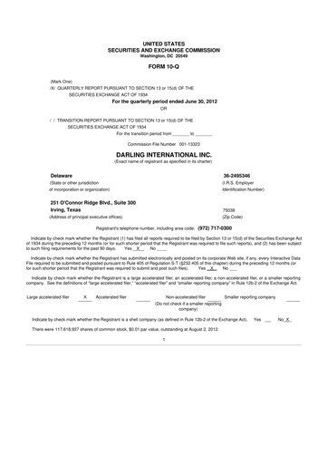 Thumbnail Darling Ingredients
 10-Q Quarterly Report FY2012 