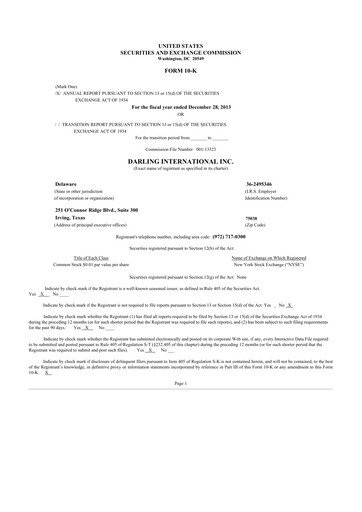 Miniature Darling Ingredients
 10-K Rapport annuel 2013