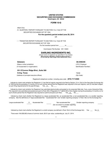 Thumbnail Darling Ingredients
 10-Q Quarterly Report FY2014 