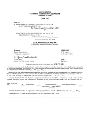 Thumbnail Darling Ingredients
 10-Q Quarterly Report FY2015 