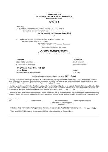 Thumbnail Darling Ingredients
 10-Q Quarterly Report FY2015 