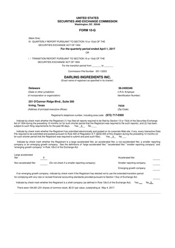 Thumbnail Darling Ingredients
 10-Q Quarterly Report FY2017 