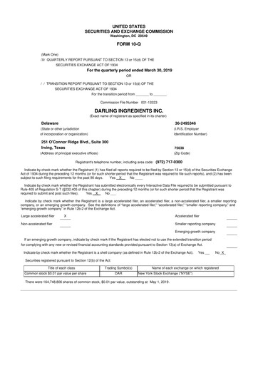 Thumbnail Darling Ingredients
 10-Q Quarterly Report FY2019 
