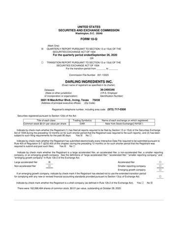 Thumbnail Darling Ingredients
 10-Q Quarterly Report FY2020 