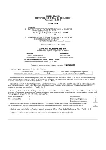 Thumbnail Darling Ingredients
 10-Q Quarterly Report FY2022 