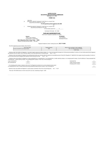 Thumbnail Darling Ingredients
 10-Q Quarterly Report FY2025 