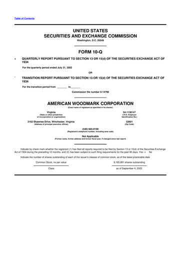 Thumbnail American Woodmark
 10-Q Quarterly Report FY 