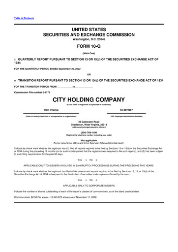 Thumbnail City Holding Company 10-Q Quarterly Report FY 