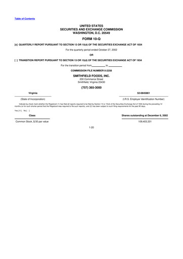 Thumbnail Smithfield Foods 10-Q Quarterly Report FY 