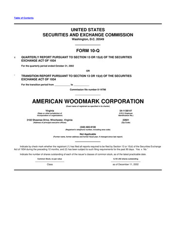 Thumbnail American Woodmark
 10-Q Quarterly Report FY 