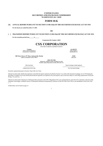 Thumbnail CSX Corporation 10-K Annual Report 