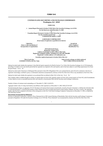 Thumbnail Albemarle 10-K Annual Report 