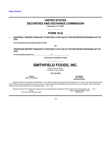 Thumbnail Smithfield Foods 10-Q Quarterly Report FY 