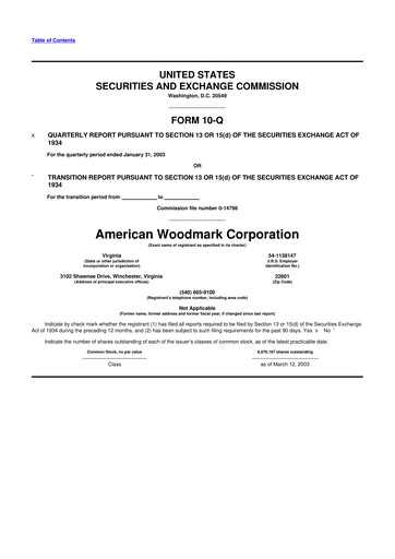 Thumbnail American Woodmark
 10-Q Quarterly Report FY 