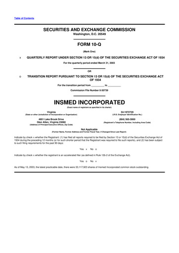 Vorschaubild Insmed 10-Q Quartalsbericht  