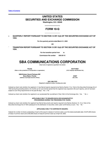 Miniature SBA Communications 10-Q Rapport trimestriel  