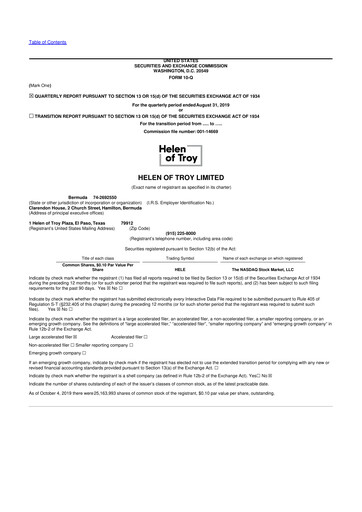 Vorschaubild Helen of Troy 10-Q Quartalsbericht 2020 