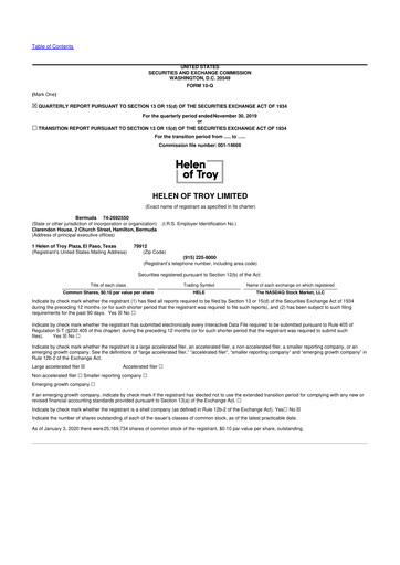 Vorschaubild Helen of Troy 10-Q Quartalsbericht 2020 