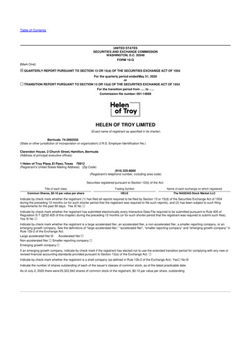 Vorschaubild Helen of Troy 10-Q Quartalsbericht 2021 