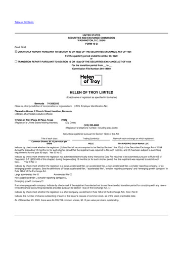 Vorschaubild Helen of Troy 10-Q Quartalsbericht 2021 