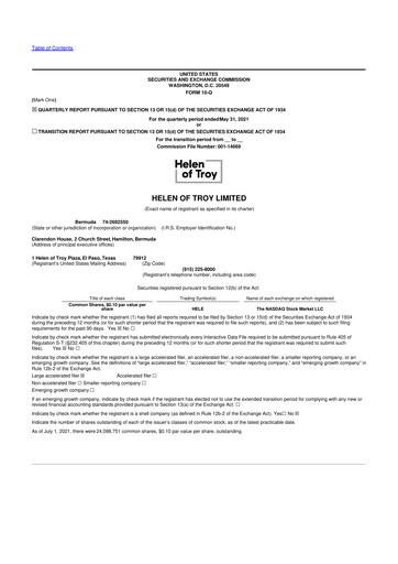 Vorschaubild Helen of Troy 10-Q Quartalsbericht 2022 