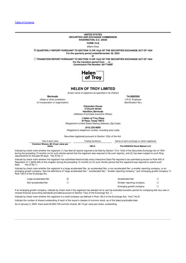 Vorschaubild Helen of Troy 10-Q Quartalsbericht 2025 