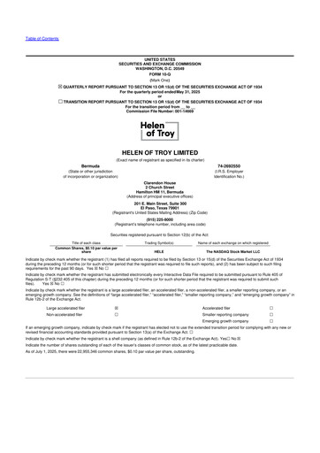 Vorschaubild Helen of Troy 10-Q Quartalsbericht 2026 