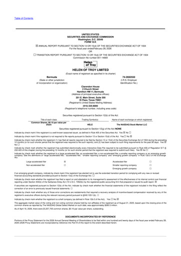 Thumbnail Helen of Troy 10-K Annual Report 
