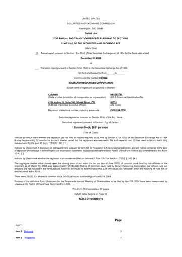 Thumbnail Solitario Resources
 10-K Annual Report 