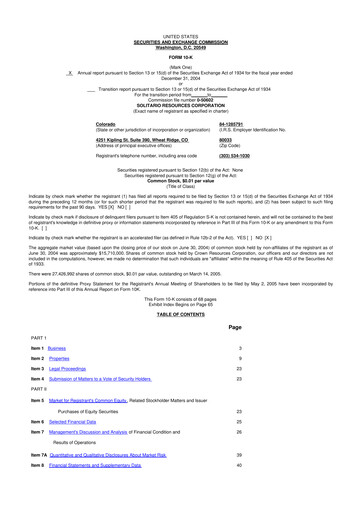 Thumbnail Solitario Resources
 10-K Annual Report 