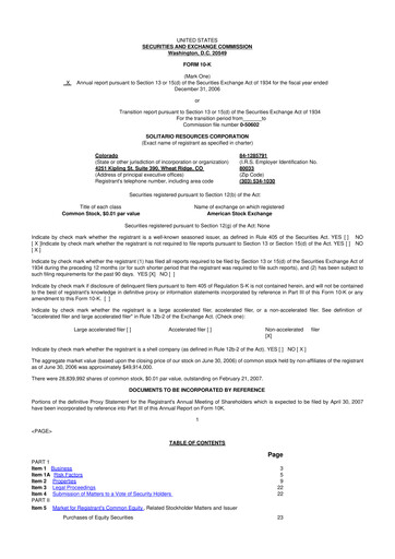 Thumbnail Solitario Resources
 10-K Annual Report 